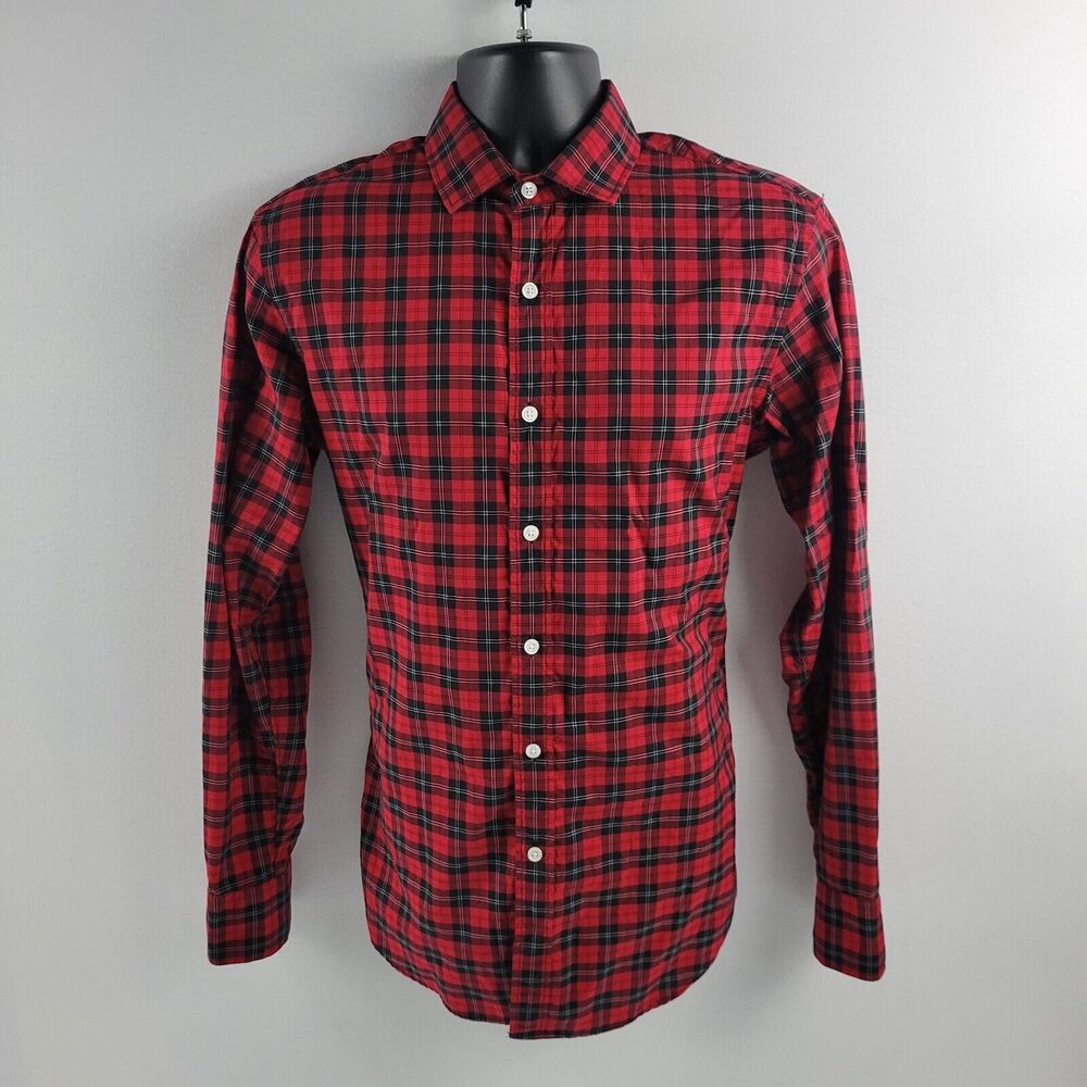 J.Crew Ludlow 120's 2 play dress shirt button down men red plaid M 2330